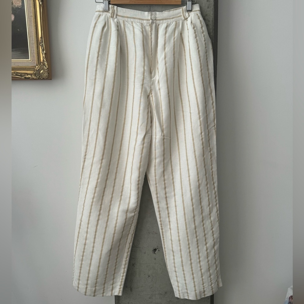 Linen blend stripped pants